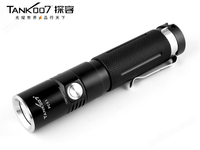 TANK007探客PC51大功率远射手电筒 LED不锈钢纯平开关强光手电筒