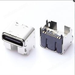 USB Type-C 母座 连接器  板上 90度 16PIN 单排全贴 四脚脚距4.5 L=8.0 墊高4.3